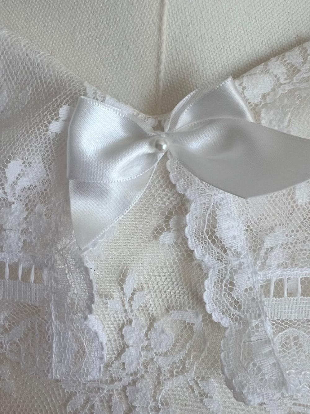 Vintage Gunne Sax White Lace Mini Dress Puff Sleeve Cottagecore Fairy Prairie - Picture 7 of 9